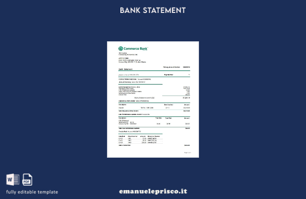 modello word di prova dell'indirizzo della banca USA Commerce in stile verificat